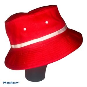 Vintage cherry red & white bucket hat